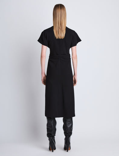 Back full length image of model wearing Julie Dress in BLACK