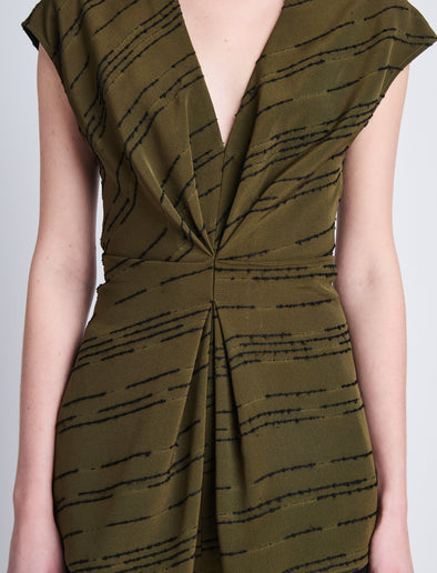 Detail image of model wearing Stella Top in OLIVE MULTI