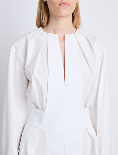 Detail image of model wearing Eileen Dress in WHITE