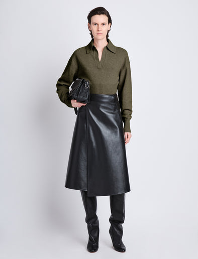 Front image of model wearing Jeanne Polo in FATIGUE