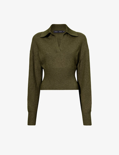 Flat image of Jeanne Sweater in Eco Cashmere in fatigue