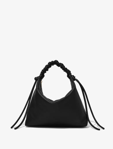 Front image of Medium Drawstring Shoulder Bag in BLACK