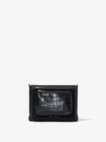 Front image of Triple Zip Pouch in BLACK with strap down