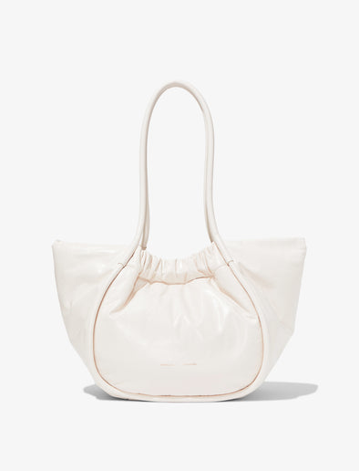 Front image of Large Puffy Nappa Ruched Tote in IVORY