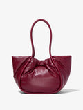 Back image of Large Puffy Nappa Ruched Tote in GARNET