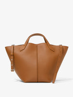 Front image of Large PS1 Tote in COGNAC with strap undone