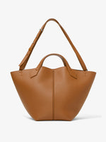 Front image of Large PS1 Tote in COGNAC with strap up