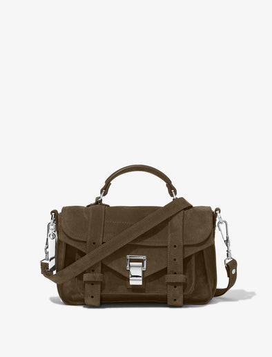 Front image of Suede PS1 Tiny Bag in TEAK