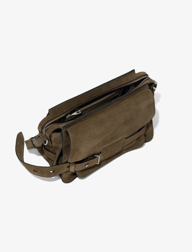 Interior image of Suede Beacon Saddle Bag in TEAK