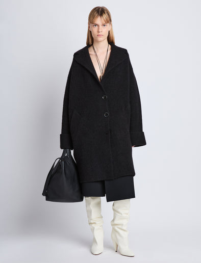 Front image of model wearing Ruth Coat In Knit Outerwear in black