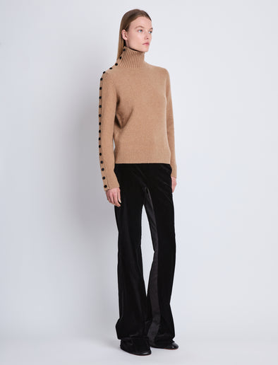 Proenza Schouler Side image of model wearing Marie Pant In Velvet Suiting in black
