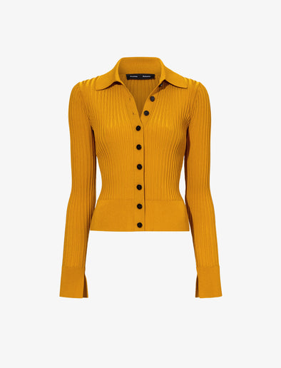 Flat image of Carla Sweater In Midweight Viscose Rib in gold