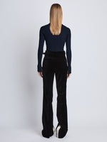 Back image of model wearing Carla Sweater In Midweight Viscose Rib in midnight  Edit alt text