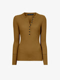 Flat image of Agnes Henley Sweater In Eco Superfine Merino in tobacco