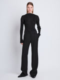 Front full length image of model wearing Barbara Pant In Textured Wool Twill in BLACK