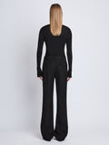 Back full length image of model wearing Barbara Pant In Textured Wool Twill in BLACK