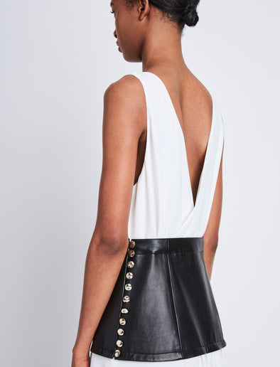 Detail image of model wearing Viviane Dress in OFF WHITE
