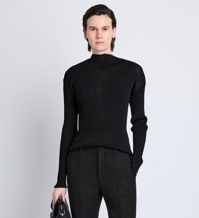 Flat image of Camille Top In Gauze Viscose Knit in black