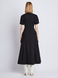 Back full length image of model wearing Tracey Dress in BLACK