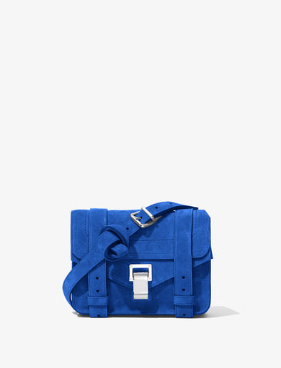 Front image of Suede PS1 Mini Crossbody Bag in ELECTRIC BLUE