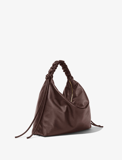 Side image of Large Drawstring Shoulder Bag - MOCHA