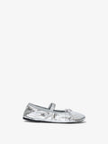 Side view of Glove Mary Jane Metallic Ballet Flats in silver