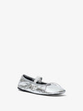 Front 3/4  view of Glove Mary Jane Metallic Ballet Flats in silver