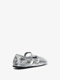 Back 3/4 view of Glove Mary Jane Metallic Ballet Flats in silver