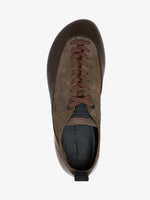 Proenza Schouler aerial image of Arcadia Sneakers in Chocolate with light brown laces