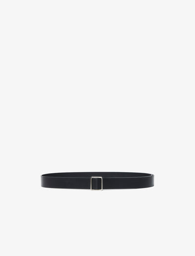 Front image of Square Slider Belt in Vegan Leather in black