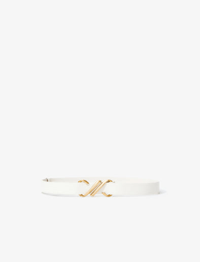 Front image of Monogram Belt in cream