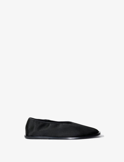 Side image of the Soft Square Slippers in satin black
