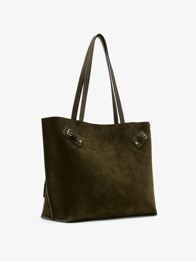 Proenza Schouler Side image of Days Tote in Soft Suede in Olive