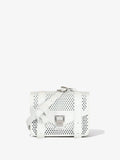 Front image of PS1 Mini Crossbody Bag in Perforated Leather in optic white