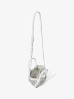 Aerial image of Extra Small Ruched Tote in Perforated Leather in OPTIC WHITE