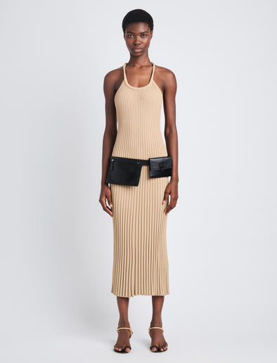 Front image of model wearing Zip Belt Bag in Black