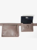 Cropped front image of Zip Belt Bag in dark taupe