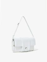 Side image of Flip Shoulder Bag in Optic White with strap