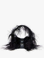 Front image of Park Shoulder Bag In Black Nylon With Feathers