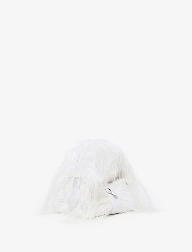 Side image of Park Shoulder Bag In Optic White Nylon With Feathers