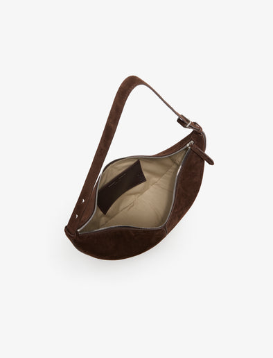 Aerial image of Slide Bag in Soft Suede in Chocolate