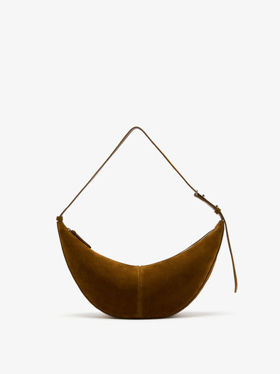 Front image of Slide Bag in Soft Suede in Fern