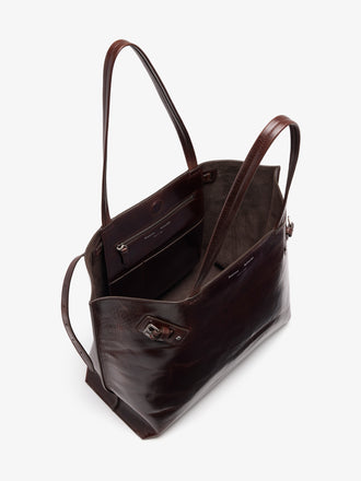Proenza Schouler Aerial image of Days Tote in Pull Up Calf Skin in Dark Brown