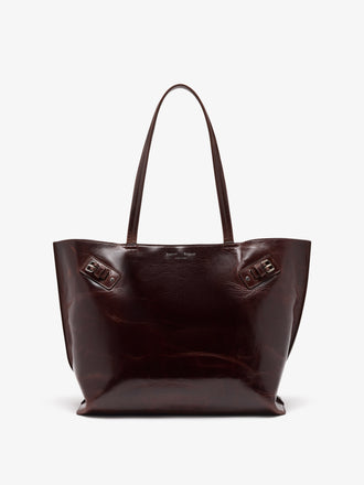 Proenza Schouler Front image of Days Tote in Pull Up Calf Skin in Dark Brown
