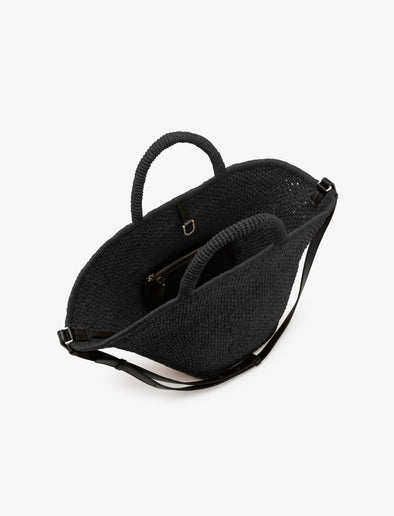 Interior image of Large Chelsea Tote in Natural Raffia in Black