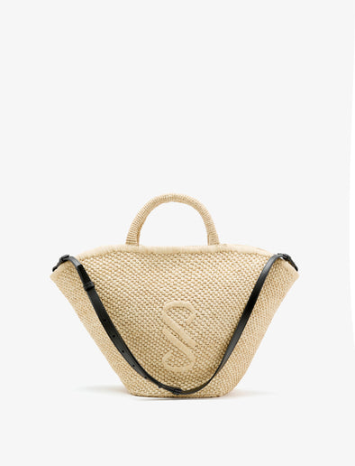 Front image of Large Chelsea Tote in Natural Raffia in Natural