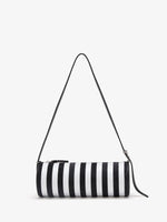 Proenza Schouler front image of Silo Bag in Pieced Stripes in black/white