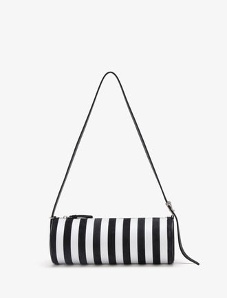 Proenza Schouler front image of Silo Bag in Pieced Stripes in black/white