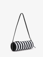 Proenza Schouler side image of Silo Bag in Pieced Stripes in black/white