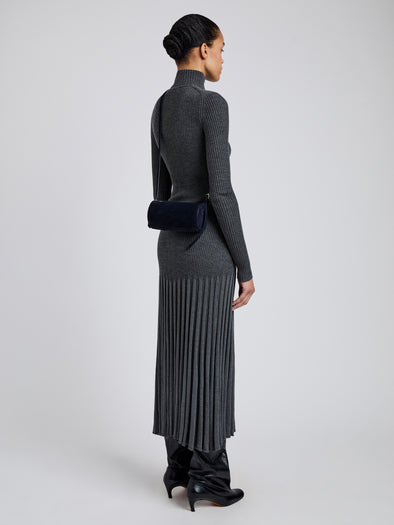 Image of model wearing Crossbody Silo Bag in Deep Navy